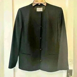 Pendleton 100% wool vintage black blazer – petite 4P, collarless, classic